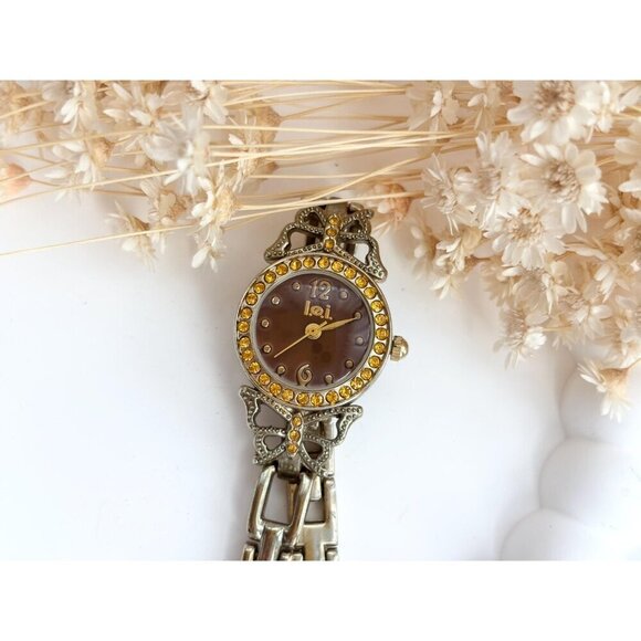 L.E.I. Butterfly 90's Rhinestoned Vintage Women's Wristwatch - 15 mm - WORKS! - Picture 10 of 10